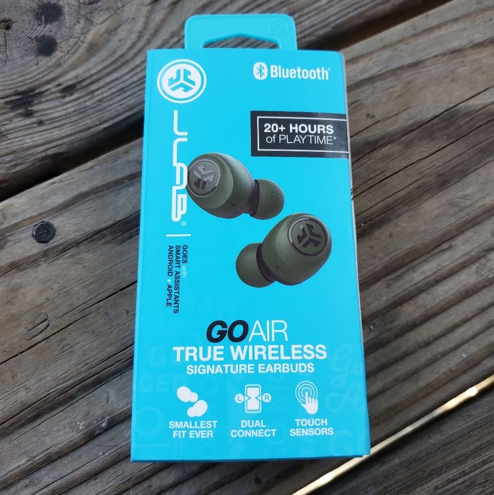 JLab forest green bluetooth ear buds